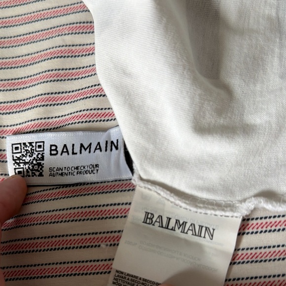 Balmain White Tee with Bold Black Lettering - Picture 5 of 5